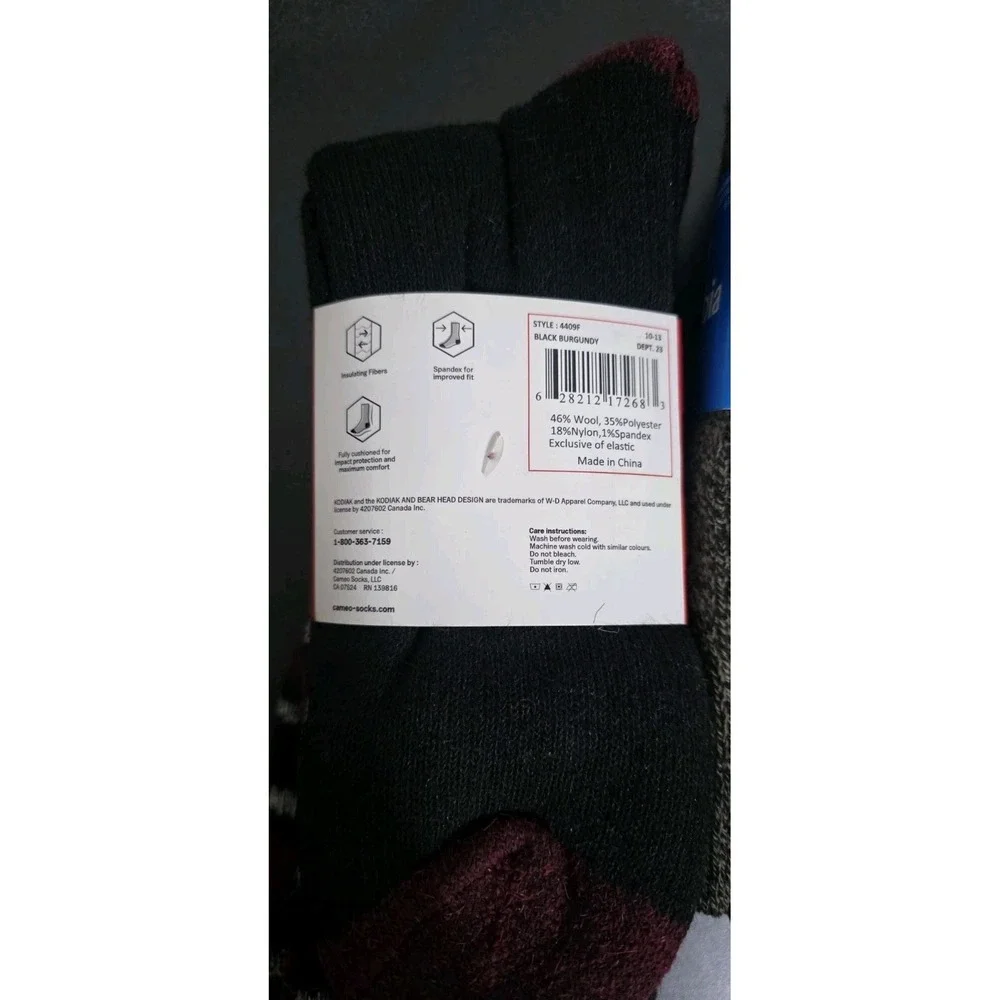 NEW KODIAK COLUMBIA Heavy-Weight Wool Blend‎ Thermal Crew Socks Fits Sz 7-12